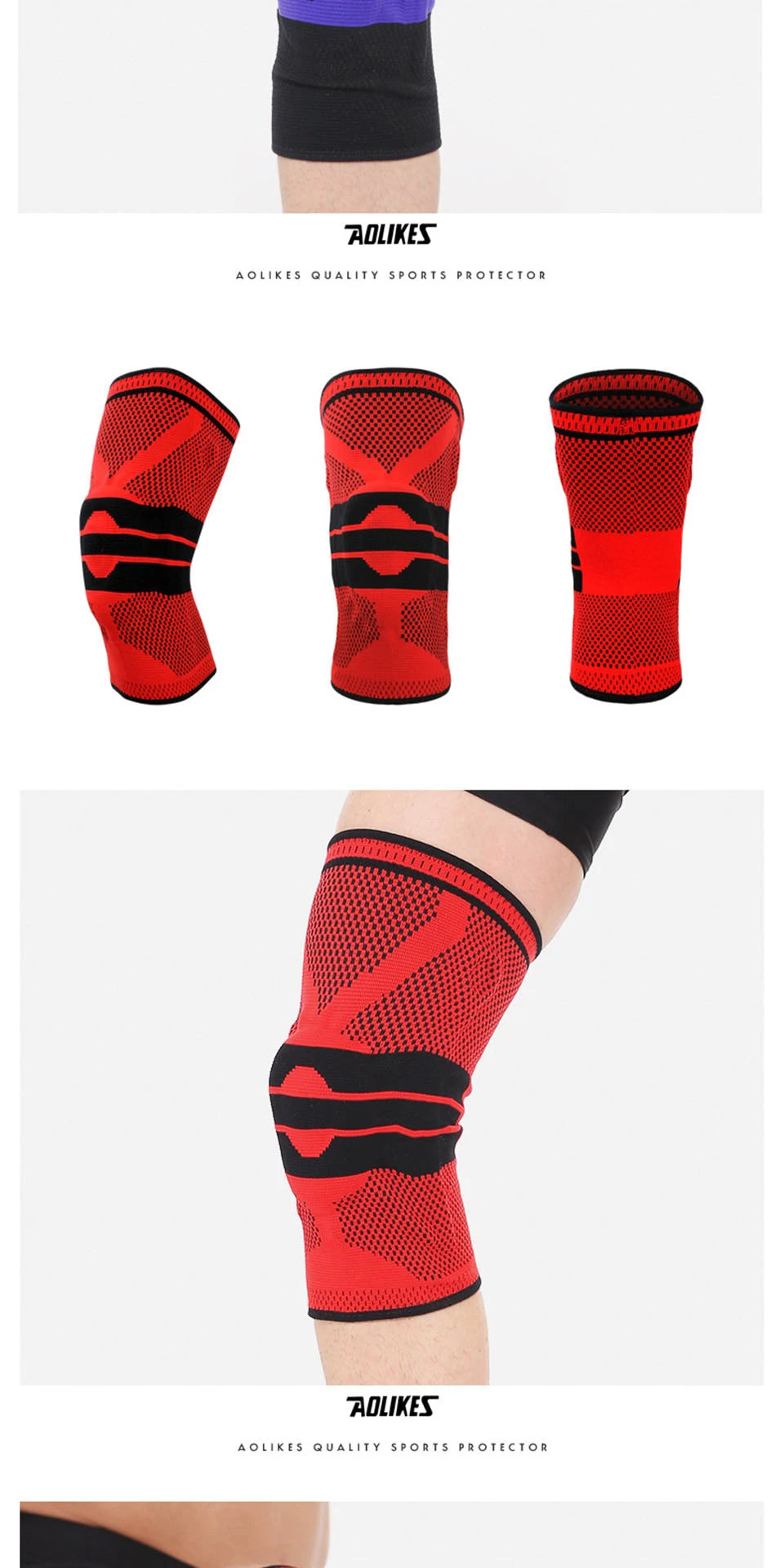 AOLIKES Knee Brace for Men Women Silicone Gel Spring Support Knee Pads Workout Meniscus Tear Joint Pain Relief Knee Sleeve