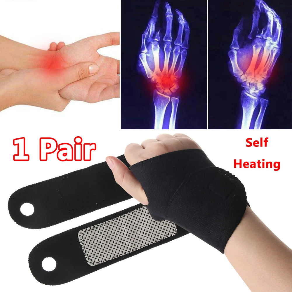 1Pair Magnetic Therapy Self-Heating Wrist Support Brace Men Women Wrist Wrap Guard Winter Hand Warmer Pain Relief Wristband Belt