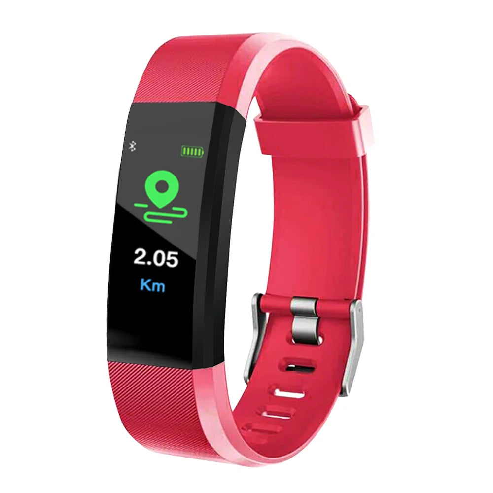 KLW Smart Watch 2021 Health Bracelet 115Plus  Strap Heart Rate Blood Pressure  Band 5 Fitness Tracker Bluetooth Wristband