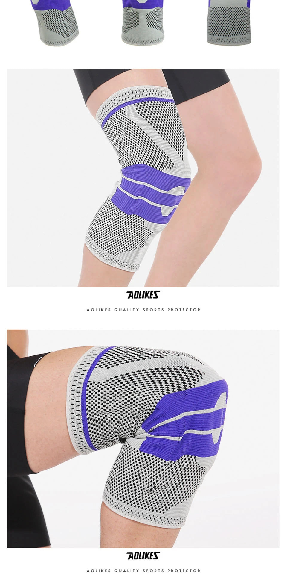 AOLIKES Knee Brace for Men Women Silicone Gel Spring Support Knee Pads Workout Meniscus Tear Joint Pain Relief Knee Sleeve