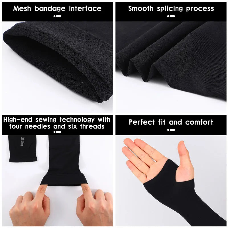 1 Pair Cycling Arm Sleeves Sun UV Protection Long Fingerless Gloves Running Fishing Ridding Golf Game Outdoor Sport Hand Warmers