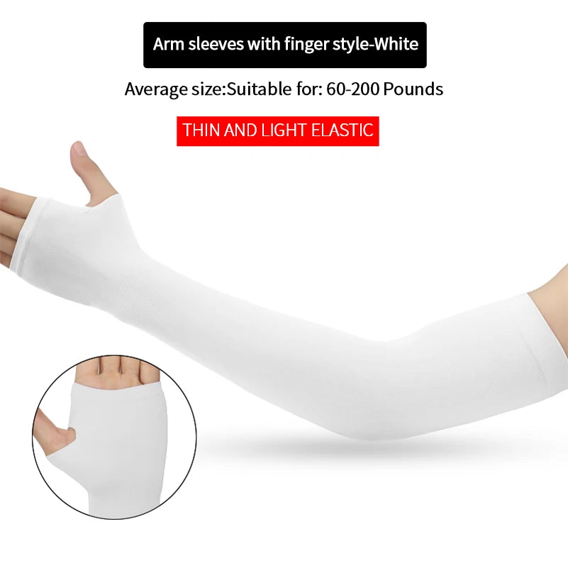 1 Pair Cycling Arm Sleeves Sun UV Protection Long Fingerless Gloves Running Fishing Ridding Golf Game Outdoor Sport Hand Warmers