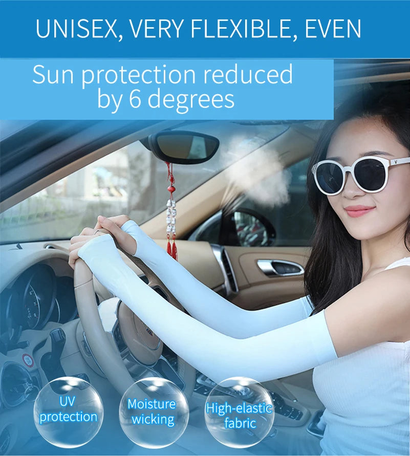 1 Pair Cycling Arm Sleeves Sun UV Protection Long Fingerless Gloves Running Fishing Ridding Golf Game Outdoor Sport Hand Warmers