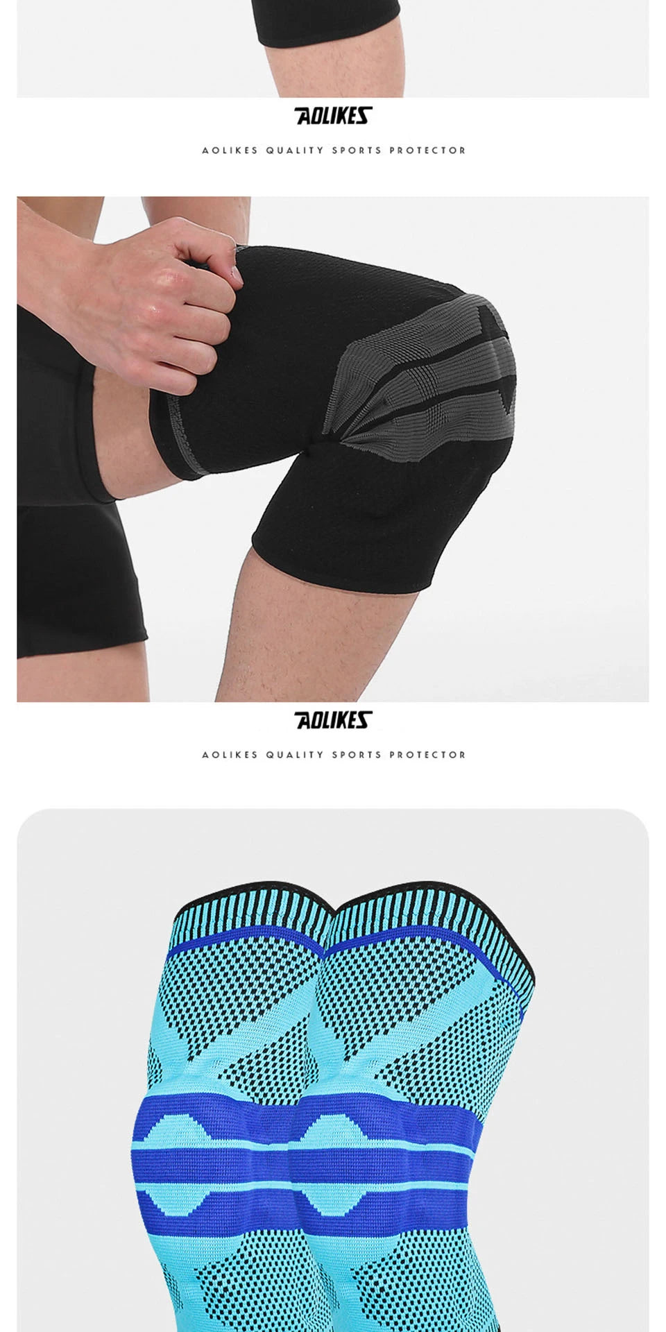 AOLIKES Knee Brace for Men Women Silicone Gel Spring Support Knee Pads Workout Meniscus Tear Joint Pain Relief Knee Sleeve