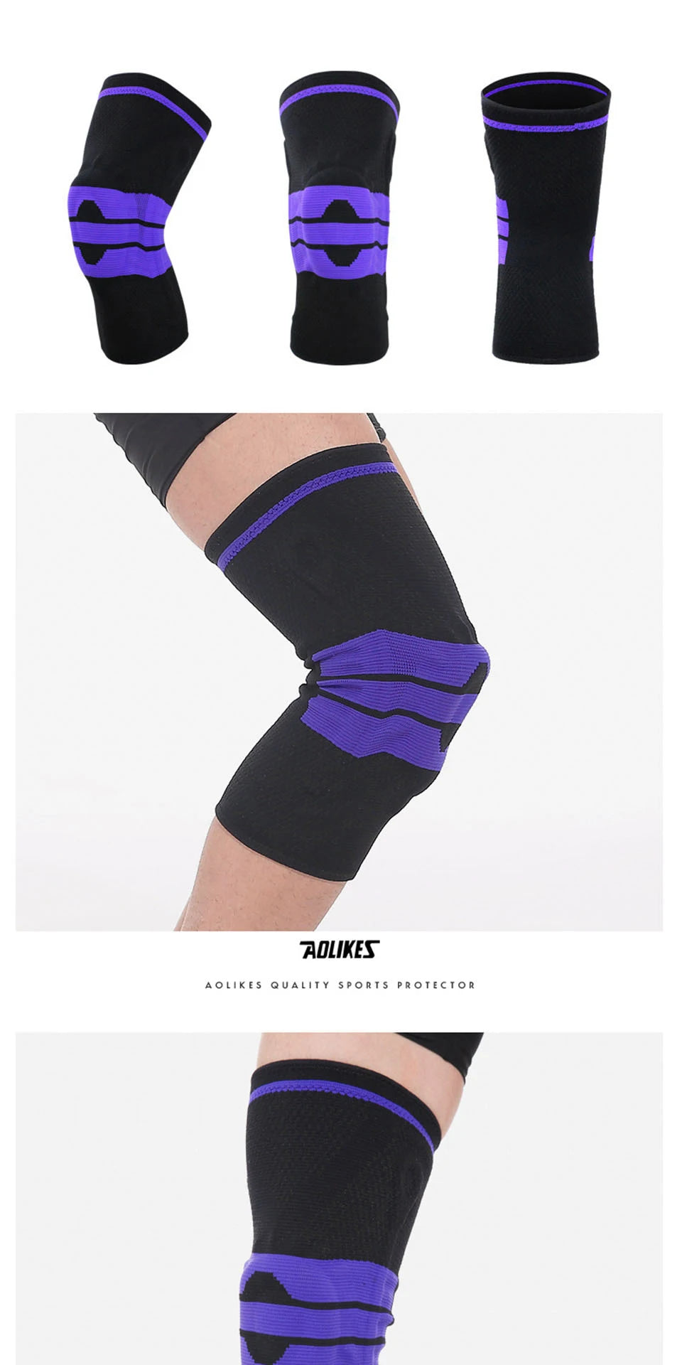 AOLIKES Knee Brace for Men Women Silicone Gel Spring Support Knee Pads Workout Meniscus Tear Joint Pain Relief Knee Sleeve