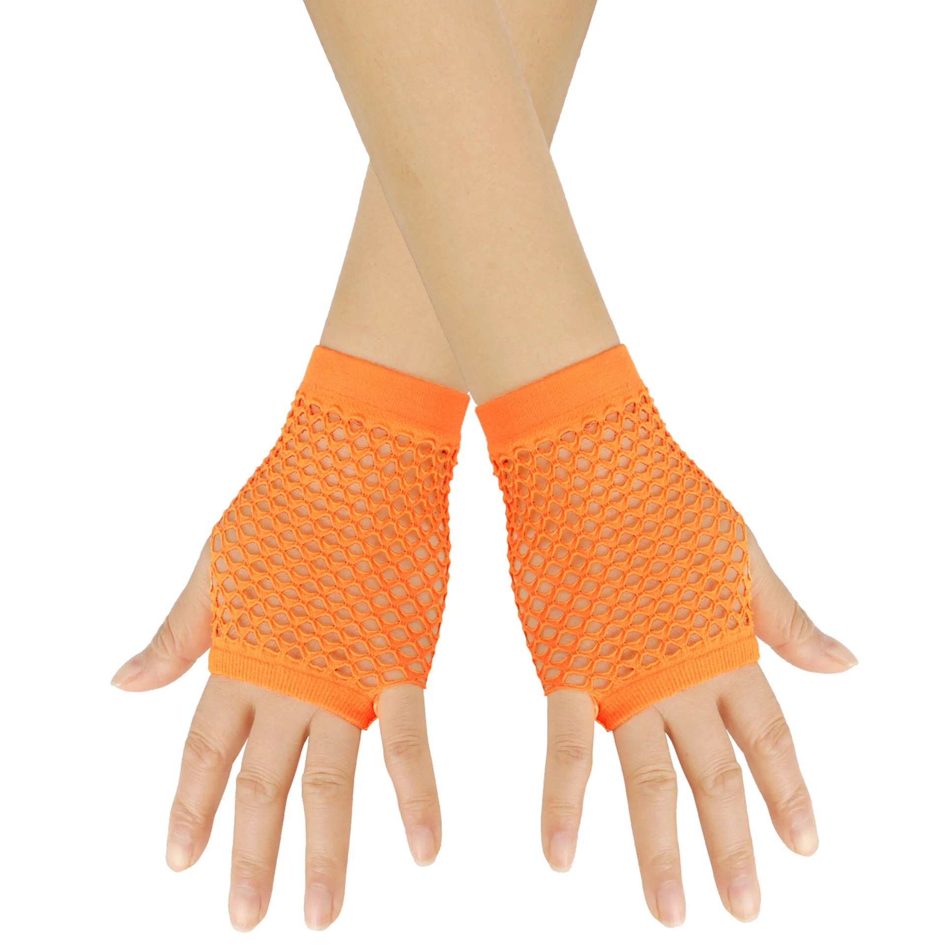 Solid color high-quality fingerless short fishing net gloves Fishing net fancy party dance mesh short gloves