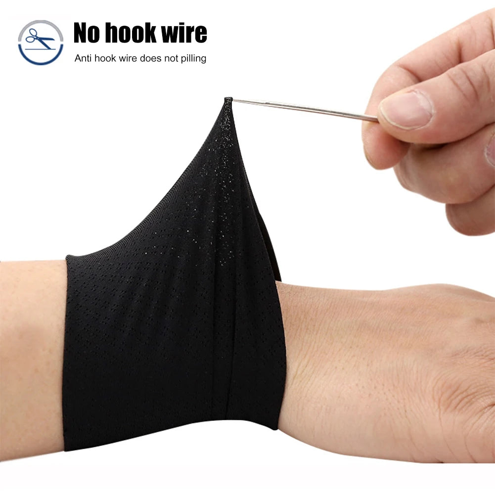 1 Pair Elastic Wristband Wrist Brace Breathable Summer Ice Silk Cooling Sweat-absorbent Sports Cycling Running Wrist Straps