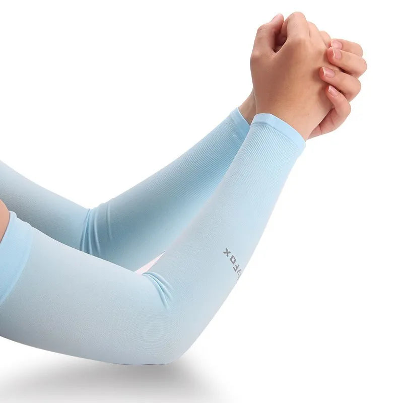 1 Pair Ice Silk Sun Protection Arm Covers Unisex Elbow Cover Outdoor Cycling Running Fishing Driving Cool Anti-UV Arm Sleeves