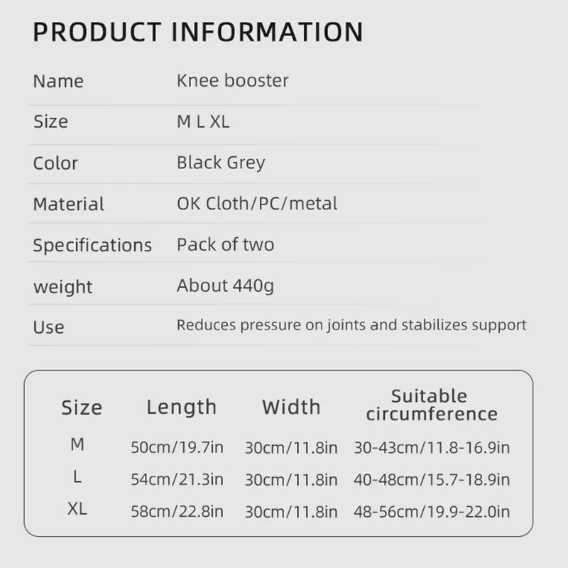 VBOSi 1 Pair Adjustable Knee Brace with Triple-Spring Booster Men Women Rebound Stabilizer for Sports Training & Squat Support