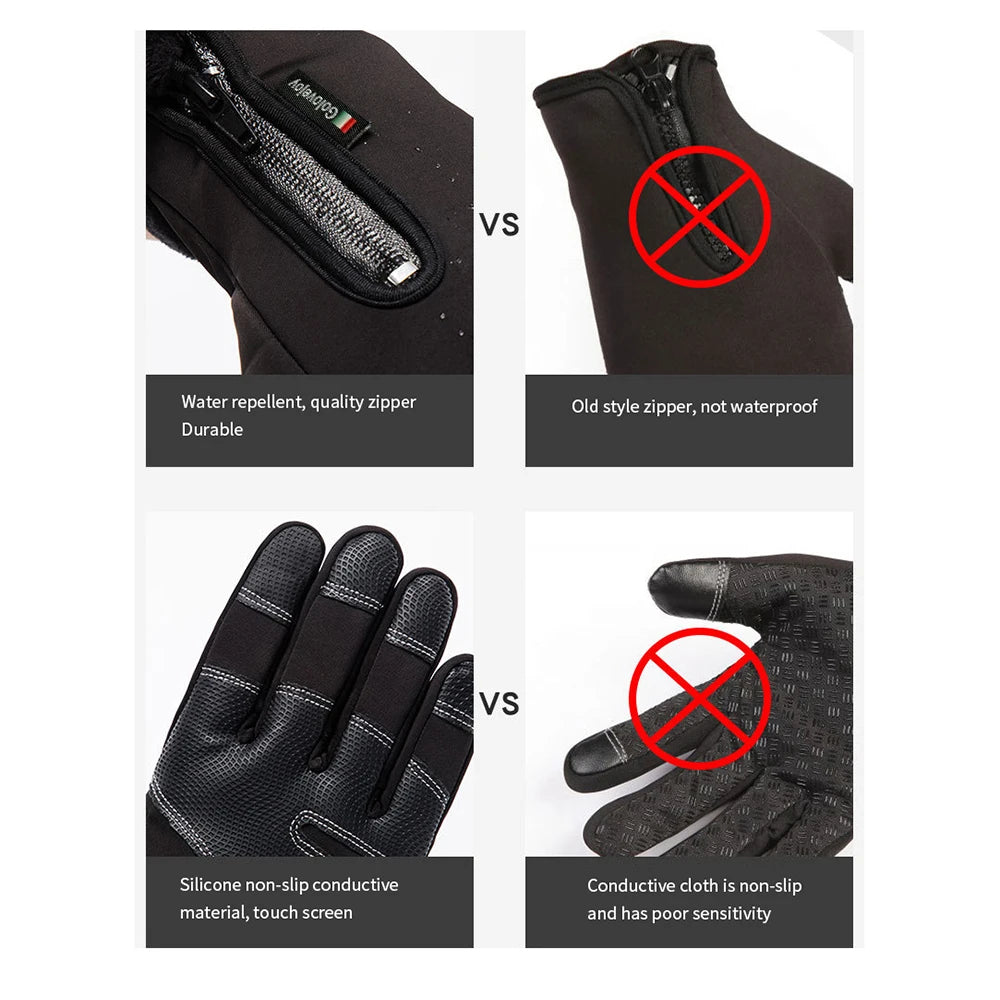 Motorcycle Gloves Winter Thermal Fleece Lined Winter Cold-proof Full Finger Military Glove Waterproof Riding Accesso