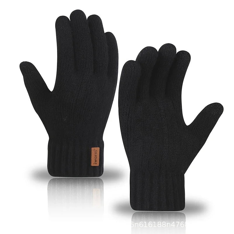 Winter Warm Alpaca Wool Gloves Full Finger Touchscreen Cashmere Gloves Men's Woman Thickening Knitted Cycling Driving Gloves