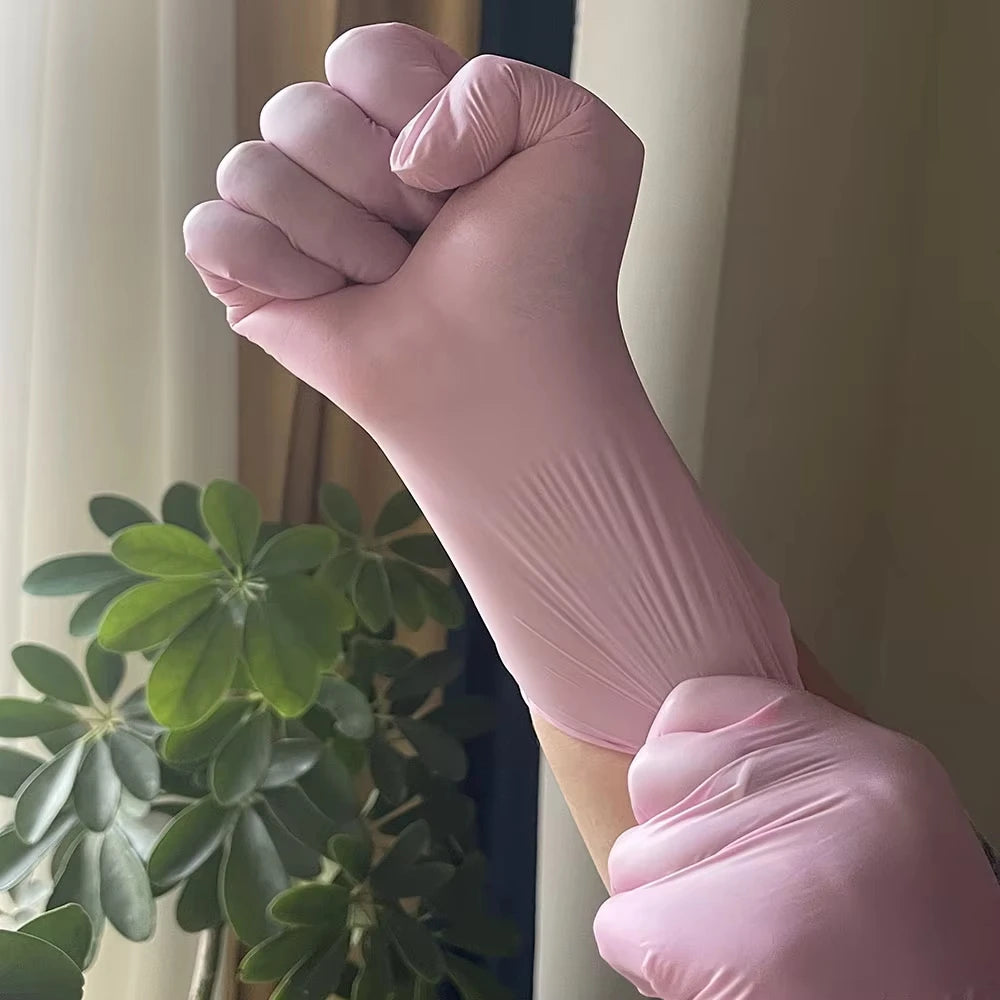 100/50/20PCS Light Pink White Disposable Nitrile Gloves Waterproof Anti-static Durable Light Pink Gloves Kitchen Cooking Tools