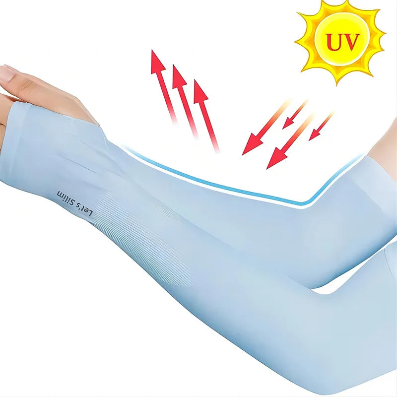 1 Pair Ice Silk Arm Covers Sun Protection Unisex Elbow Cover Outdoor Cycling Running Fishing Driving Cool Anti-UV Arm Sleeves