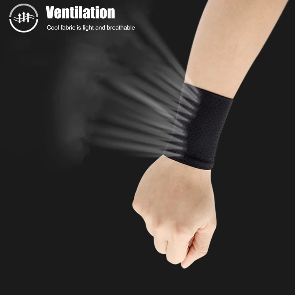 1 Pair Elastic Wristband Wrist Brace Breathable Summer Ice Silk Cooling Sweat-absorbent Sports Cycling Running Wrist Straps