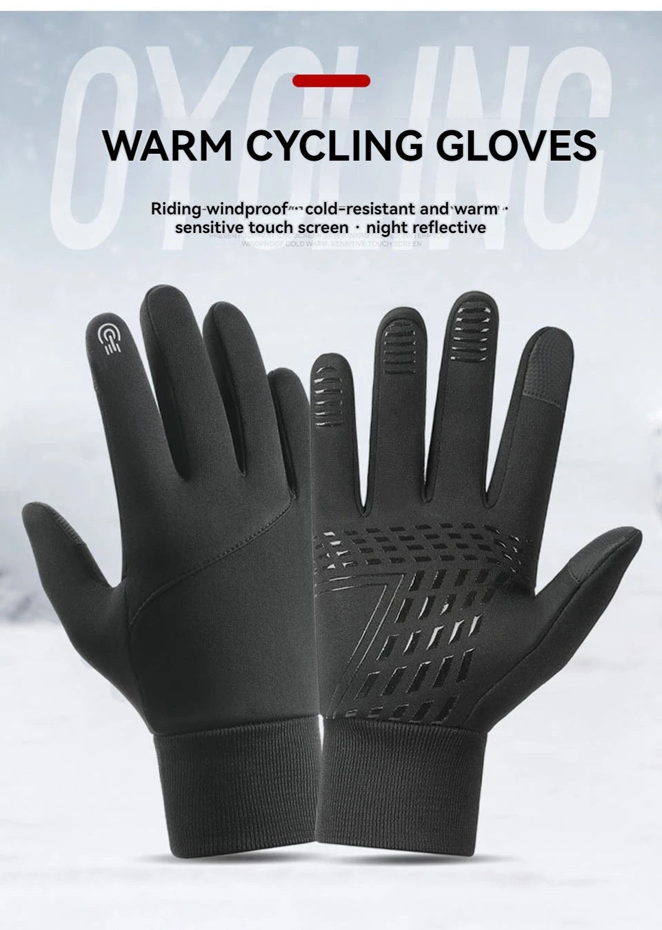 GTUBIKE Cycling Gloves for Men Women Motorcyclist Autumn Winter Warm Camping Gloves Ski Bicycle Velvet Touch Screen Waterproof