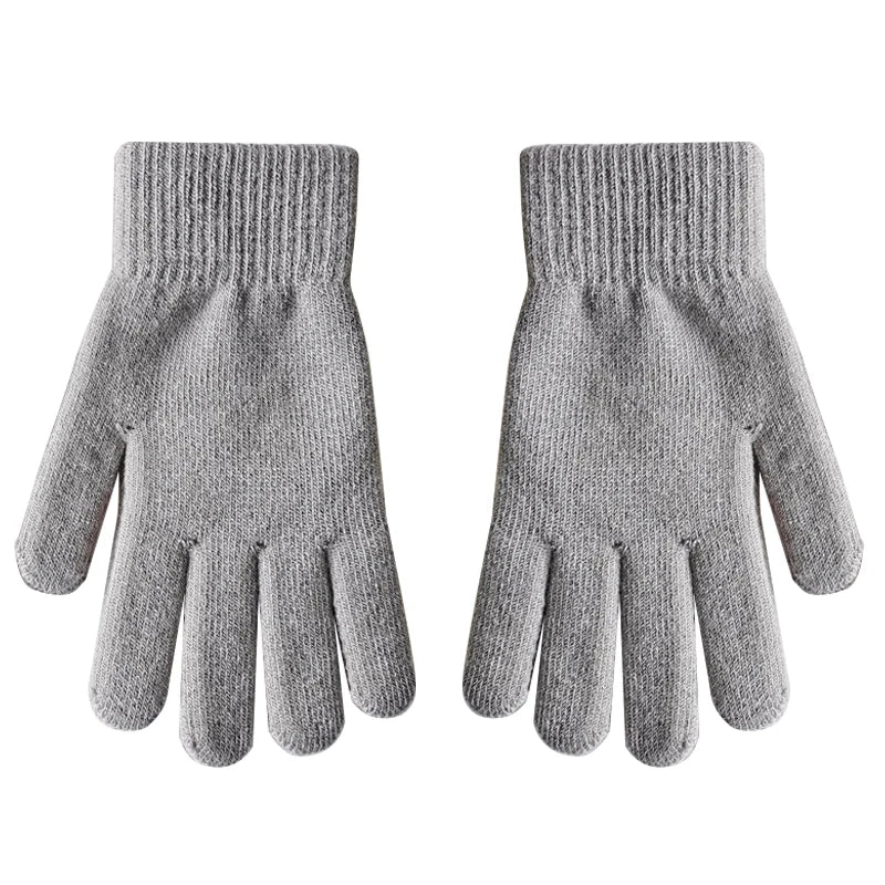 Winter Warm Gloves Five Fingers Touch-screen Knitted Thick Gloves Outdoor Cycling Students Windproof Finger Covers