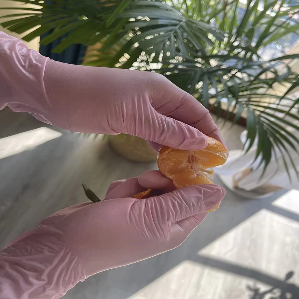 100/50/20PCS Light Pink White Disposable Nitrile Gloves Waterproof Anti-static Durable Light Pink Gloves Kitchen Cooking Tools