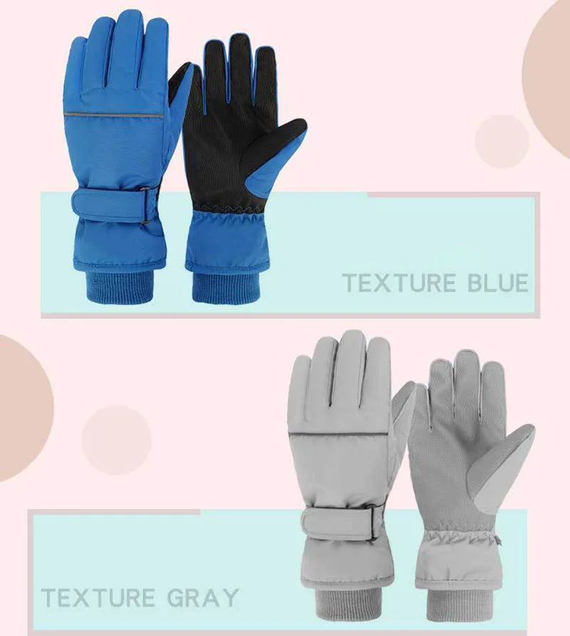 Waterproof Ski Gloves for Adult Kids Thick Children Snowboard Gloves Outdoor Fleece Lining Family Winter Gloves for Boys Girls