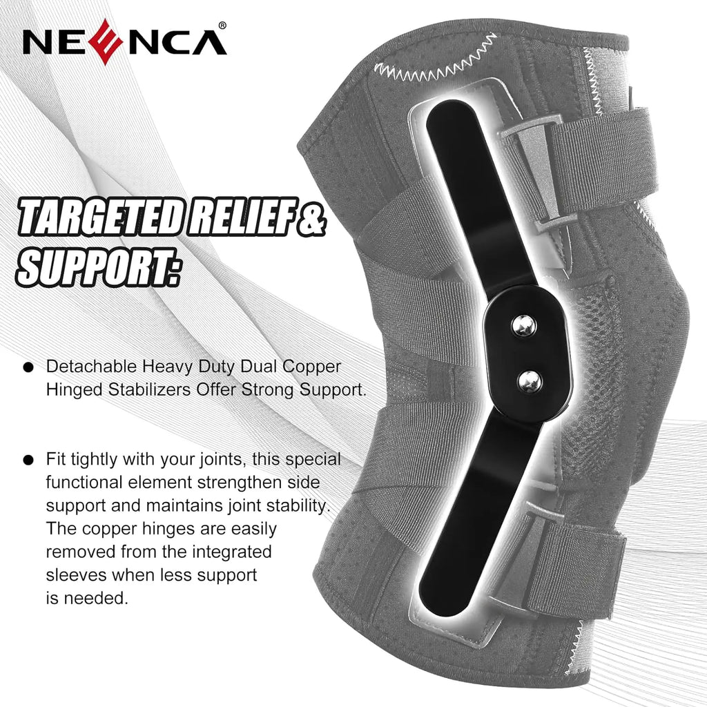 NEENCA Hinged Knee Brace Support for Knee Pain with Side Stabilizers&Gel Pad Arthritis Meniscus Tear Knee Pain Relief, ACL, PCL