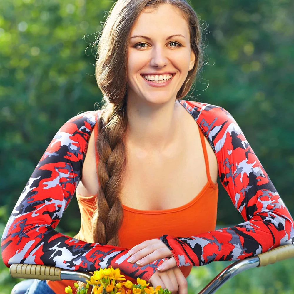 One-piece Ultra-thin Shawl Arm Sleeves Ice Silk Long Gloves Breathable Sun Protection Anti UV Hand Cover Warmer Outdoor Sports