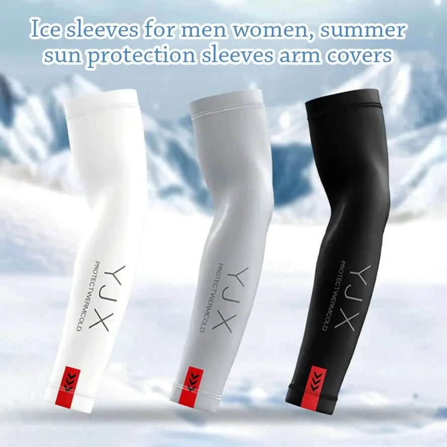 1Pair Summer Arm Sleeves for Running Outdoor Cycling Driving Breathable Ice Silk Elastic Sun Protection Men Women Arm Cover
