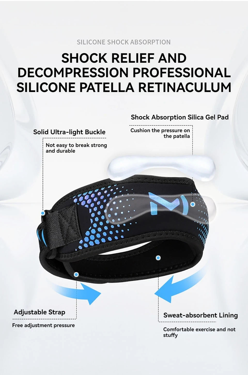 GTUBIKE 1PC Patella Knee Strap Adjustable Knee Brace Patellar Tendon Stabilizer Support Band for Soccer Basketball Running Jumpe