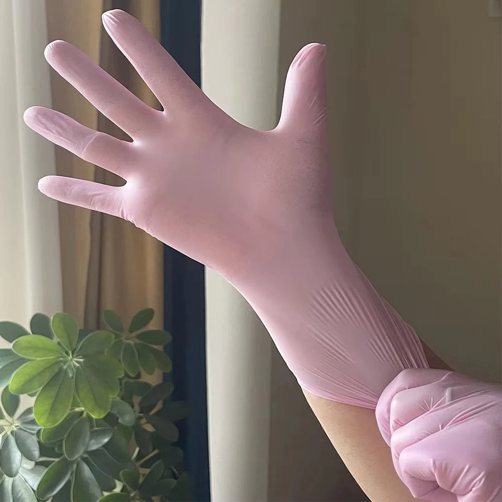 100/50/20PCS Light Pink White Disposable Nitrile Gloves Waterproof Anti-static Durable Light Pink Gloves Kitchen Cooking Tools