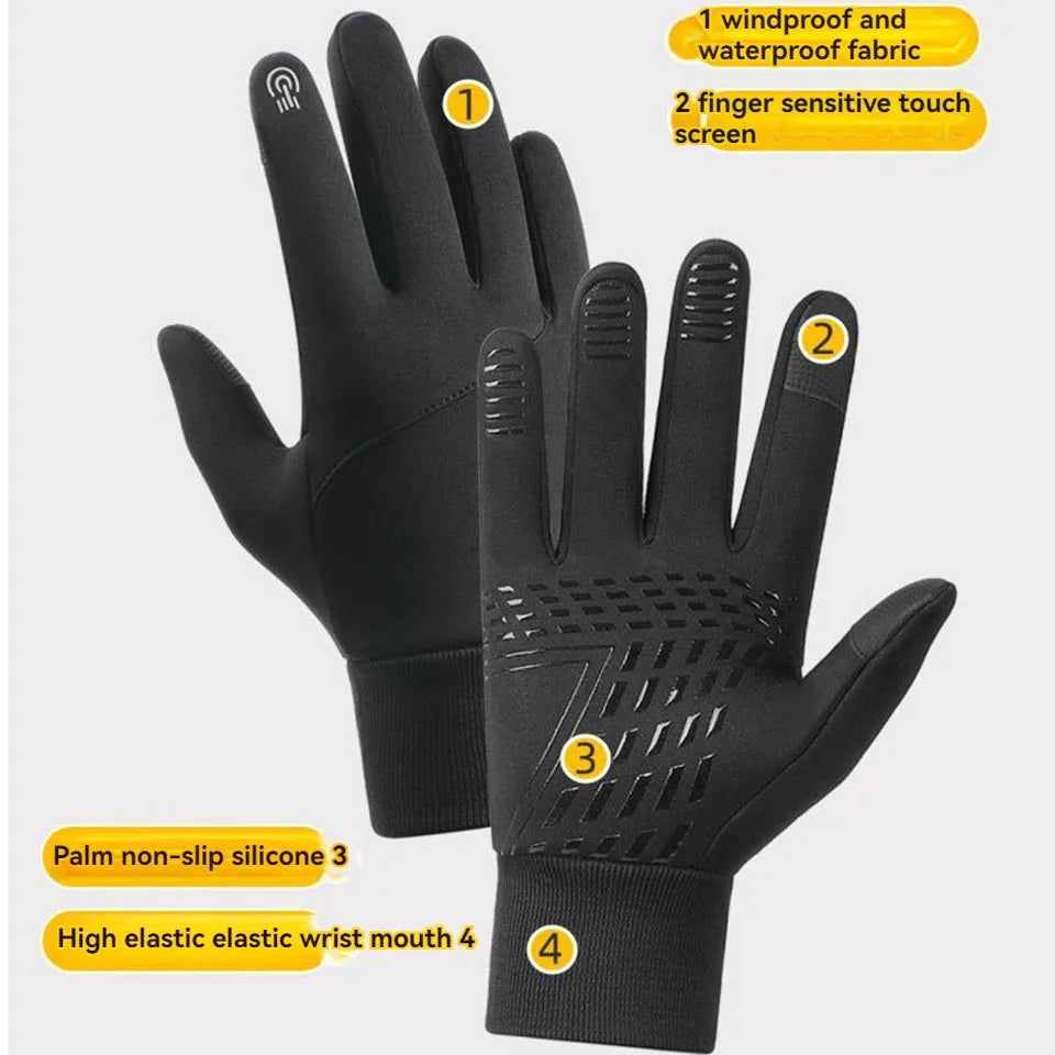 GTUBIKE Cycling Gloves for Men Women Motorcyclist Autumn Winter Warm Camping Gloves Ski Bicycle Velvet Touch Screen Waterproof