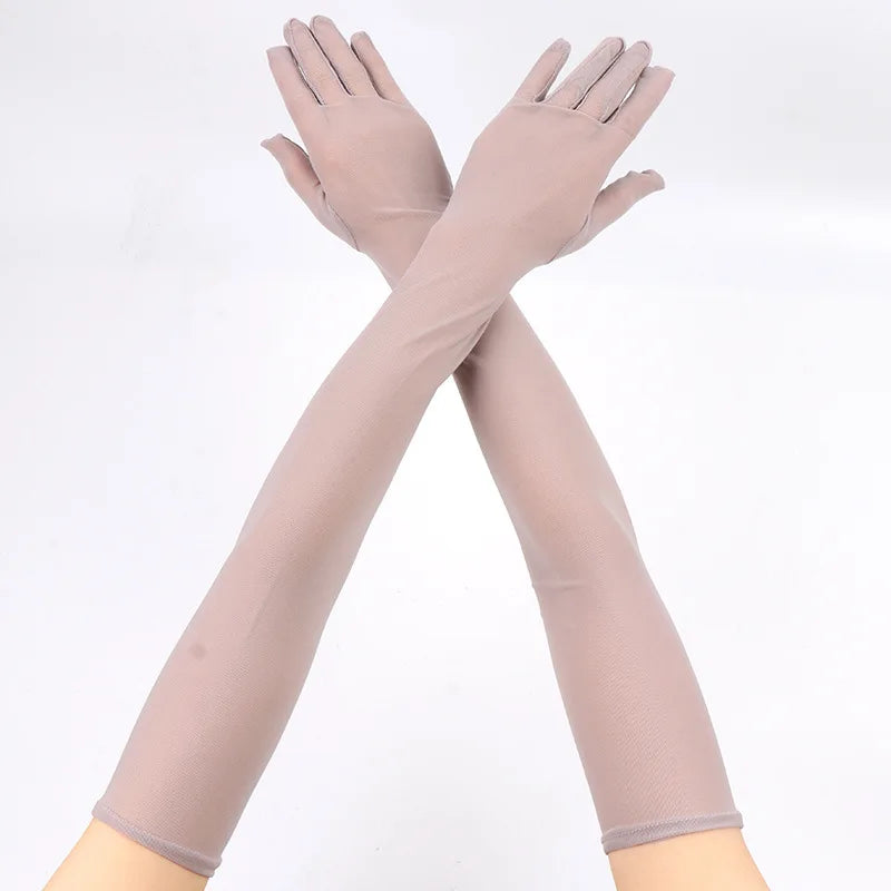 55CM Sexy Lace Thin Hollow Transparent Long Gloves Breathable Net Yarn Women Man Stage Performance Party Cosplay Elasticity