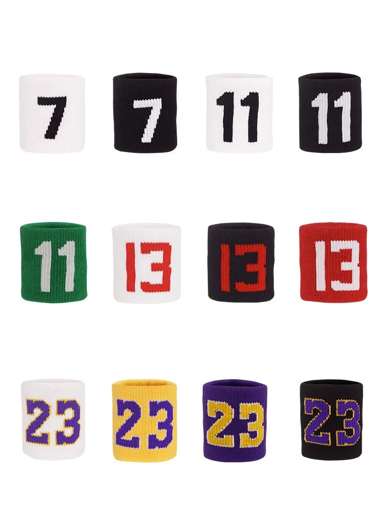 1 Pair Basketball Fitness Wristband Sport Sweatband Number 24 Sweat Wrist Support Brace Suitable For Gym Volleyball Safety Wrist