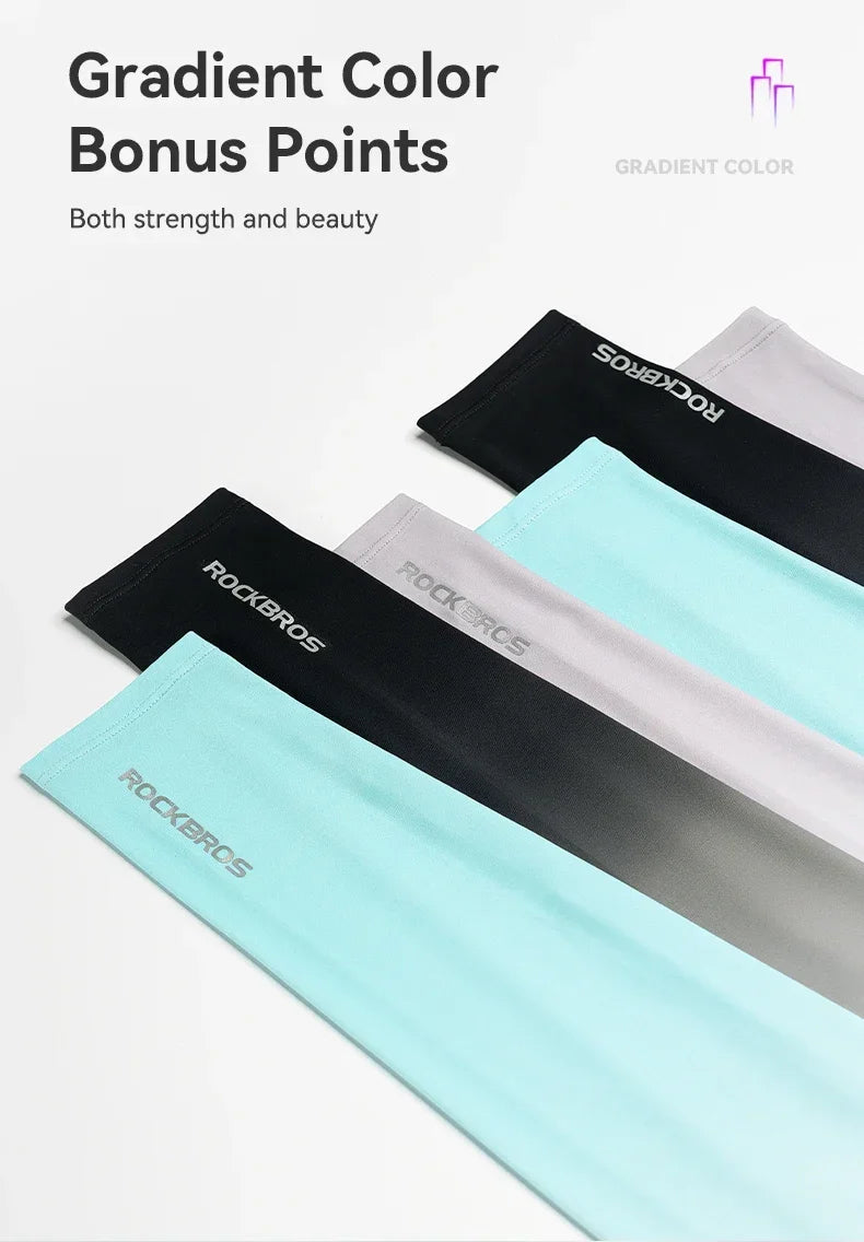 ROCKBROS Arm Sleeves Gradient Color Running Fishing Sunscreen Sleeve Summer Cool Quick Dry Breathable Ice Silk Cycling Equipment