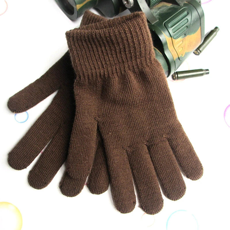 Winter Warm Gloves Five Fingers Touch-screen Knitted Thick Gloves Outdoor Cycling Students Windproof Finger Covers