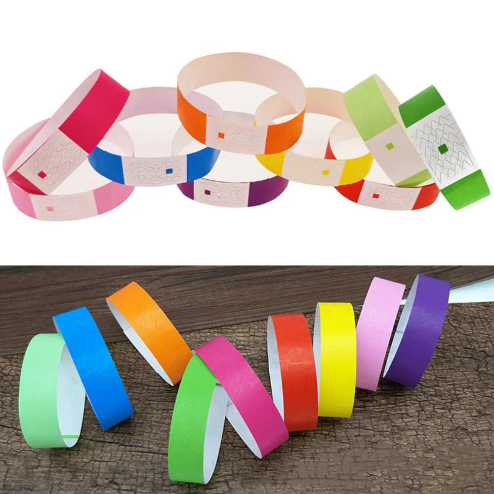 100Pcs Paper Tyvek Wristbands Waterproof Party Synthetic Paper Wrist Playground Multipurpose Bracelets ID Wrist Bands