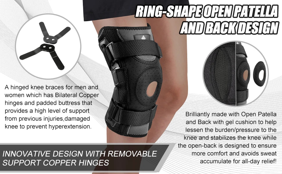 NEENCA Hinged Knee Brace Support for Knee Pain with Side Stabilizers&Gel Pad Arthritis Meniscus Tear Knee Pain Relief, ACL, PCL