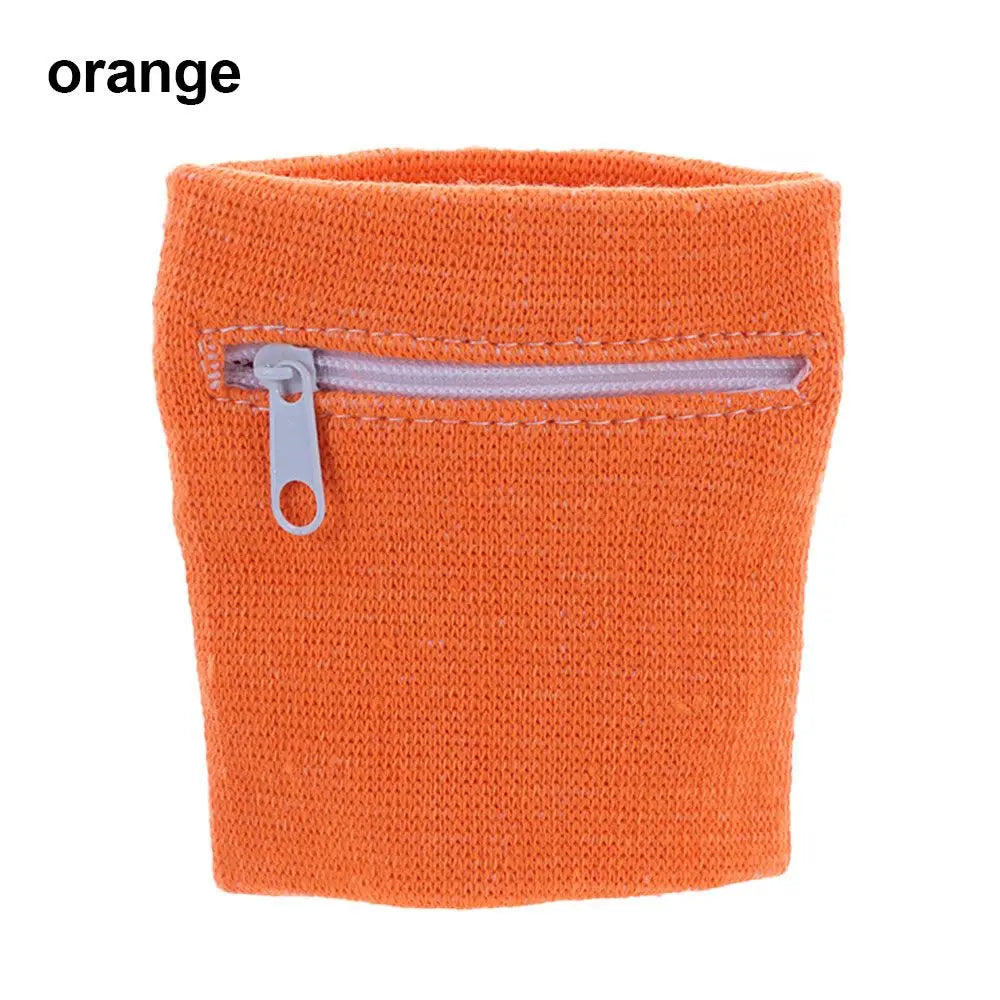 1PC Sports Wristband Purse Bag with Zipper Wrist Protection Absorbent Sleeve Towel Band Outdoor Running Travel Bike Key Pocket