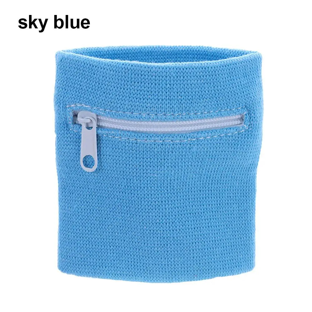 1PC Sports Wristband Purse Bag with Zipper Wrist Protection Absorbent Sleeve Towel Band Outdoor Running Travel Bike Key Pocket