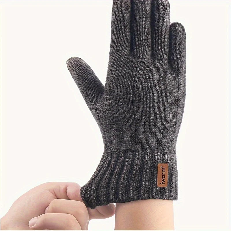 Winter Warm Alpaca Wool Gloves Full Finger Touchscreen Cashmere Gloves Men's Woman Thickening Knitted Cycling Driving Gloves