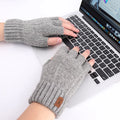 Half finger gloves for men winter warm and cold leak five finger couple female students knitted wool write
