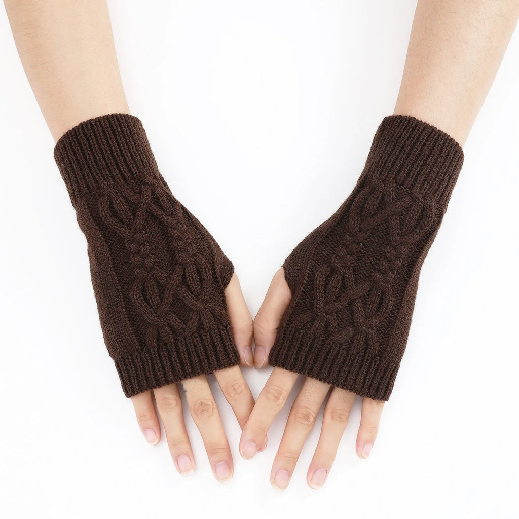 Half Finger Gloves for Women Winter Soft Warm Wool Knitting Arm Gloves Soft Warm Half Finger Handschoenen Unisex Mitten Guantes