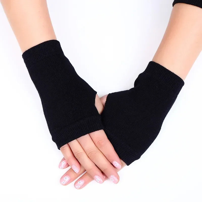 Autumn Winter Knitted Woolen Gloves Ins Fashion Y2K Men Women Half Finger Warm Five Pointed Star Fingerless Gloves Unisex