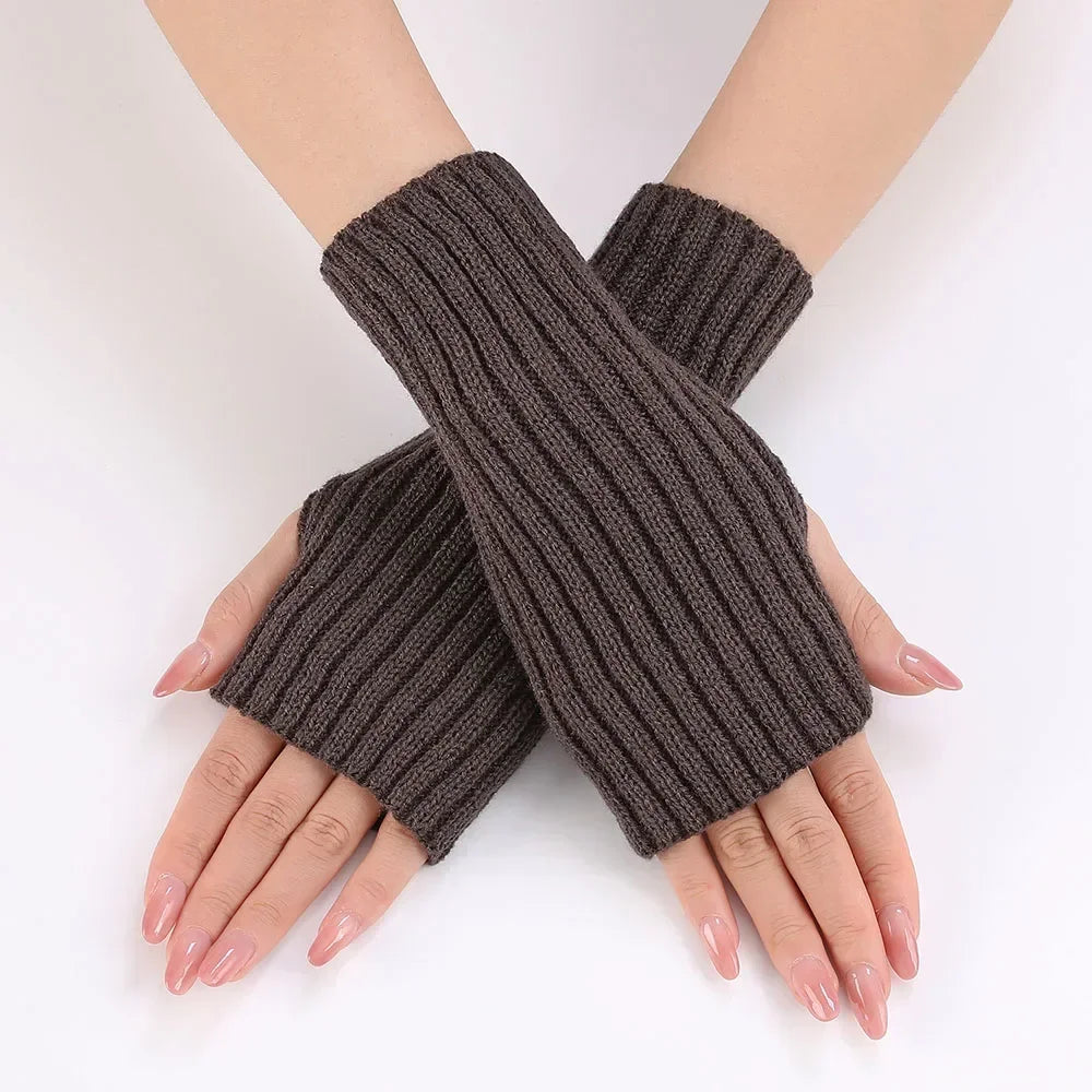 Autumn Winter Knitted Woolen Gloves Ins Fashion Y2K Men Women Half Finger Warm Five Pointed Star Fingerless Gloves Unisex