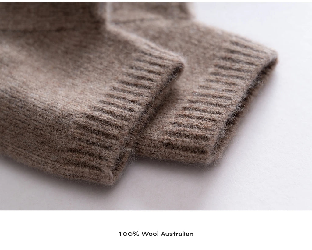 2025 Winter Women 100% Merino Wool Mitts 15cm Knitted Fingerless Gloves Thermal Gloves Semi Finger Lengthen Mittens Arm Warmers