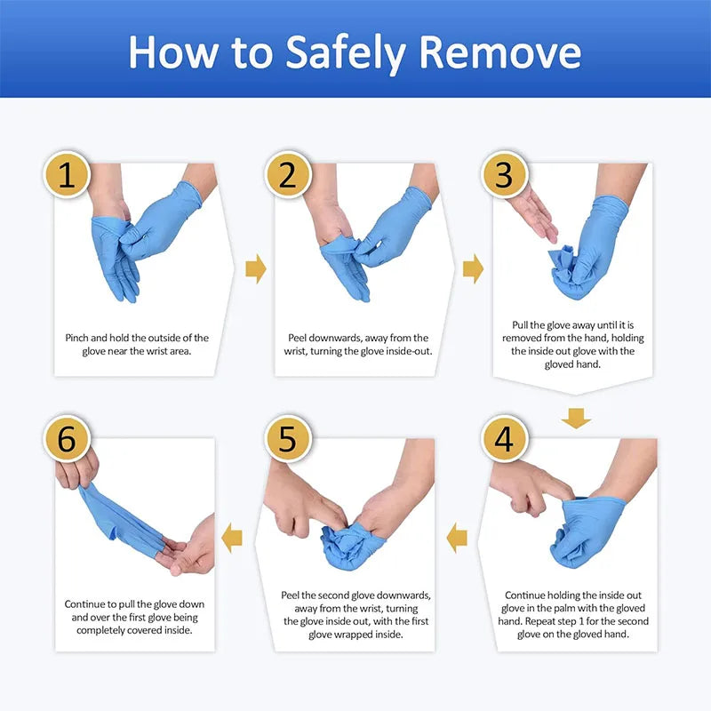 10-100PCS Blue Nitrile Disposable Gloves Latex Free Safety Work Gloves for Cleaning Kitchen Mechanic Auto Protective Glove