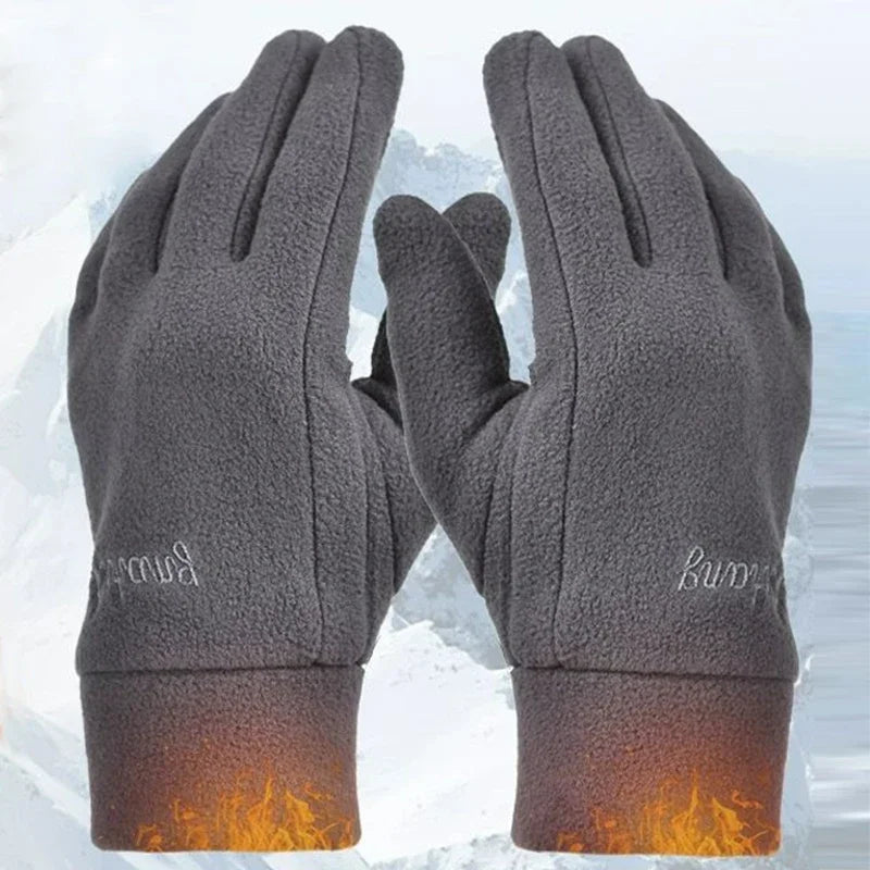 2024 Winter Warm Thermal Thicken Fleece Gloves for Men Women Full Finger Gloves Outddor Windproof Running Skiing Cycling Mittens