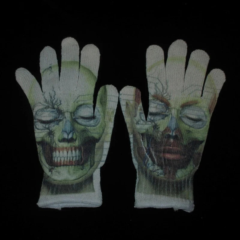 Women Knitted Glove Winter Screen High Fashion Ladies Glove Thicken Warm Compression Men Casual Mitten Y2K figure Pattern Gothic