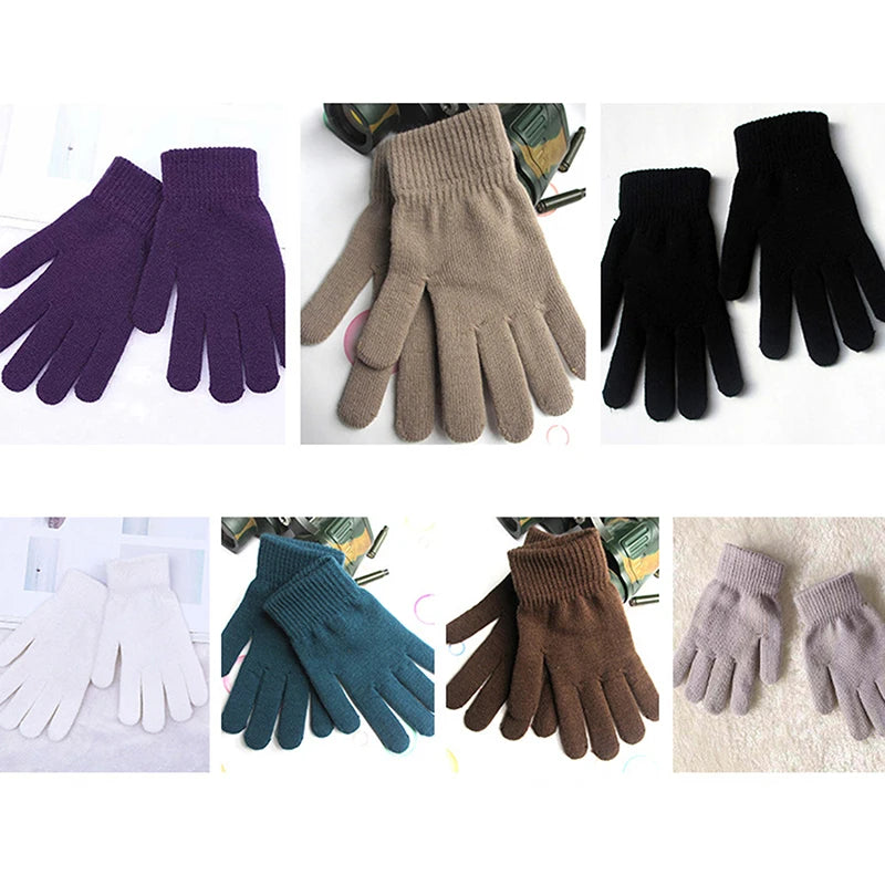 Winter Warm Gloves Five Fingers Touch-screen Knitted Thick Gloves Outdoor Cycling Students Windproof Finger Covers