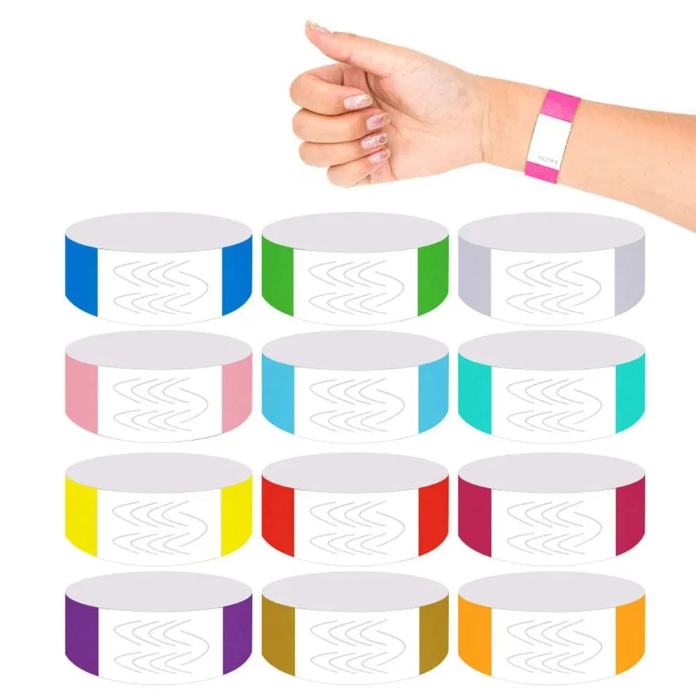100Pcs Paper Tyvek Wristbands Waterproof Party Synthetic Paper Wrist Playground Multipurpose Bracelets ID Wrist Bands