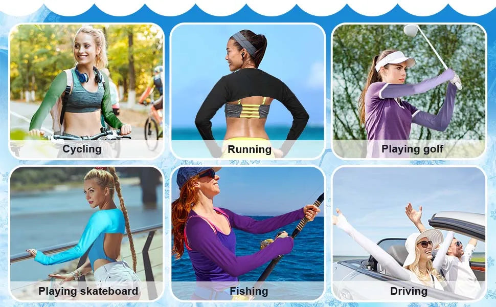 One-piece Ultra-thin Shawl Arm Sleeves Ice Silk Long Gloves Breathable Sun Protection Anti UV Hand Cover Warmer Outdoor Sports