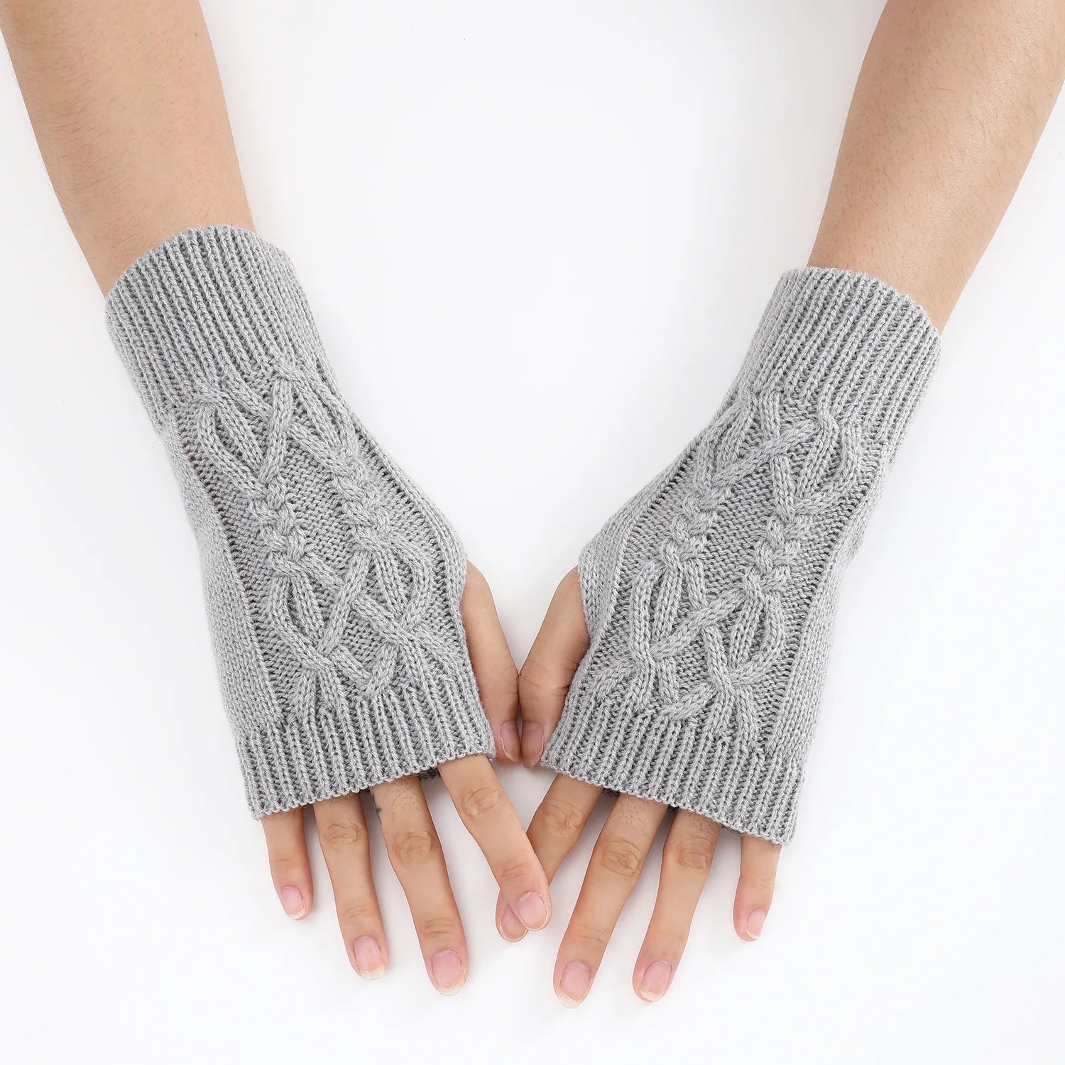 Half Finger Gloves for Women Winter Soft Warm Wool Knitting Arm Gloves Soft Warm Half Finger Handschoenen Unisex Mitten Guantes