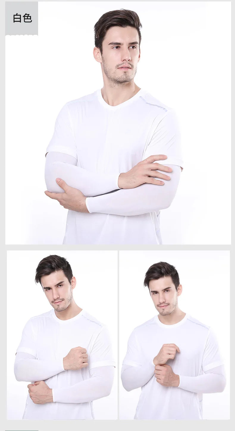 2Pcs Unisex Cooling Arm Sleeves Cover Sports Running UV Sun Protection Outdoor Men Fishing Cycling Sleeves for Hide Tattoos